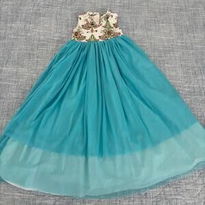 Olive Mae Blue Tulle Christmas Dress Size 2T EUC Handmade in Texas Holiday
